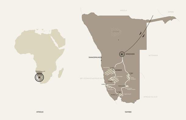 carte namibie sud parcours